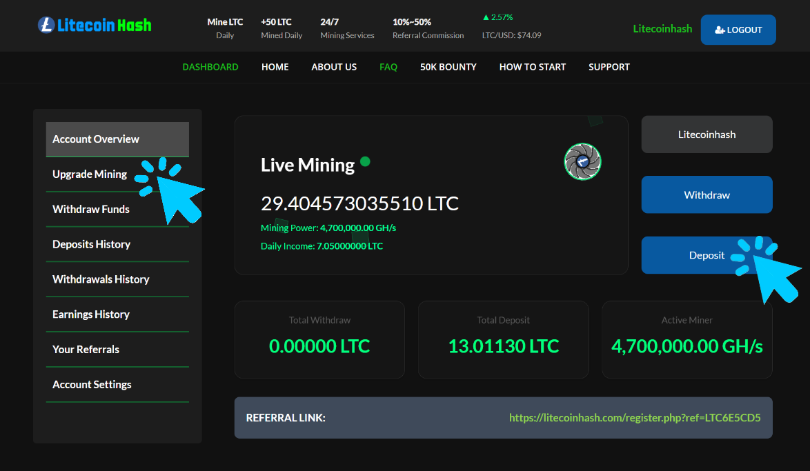 Login and Deposit