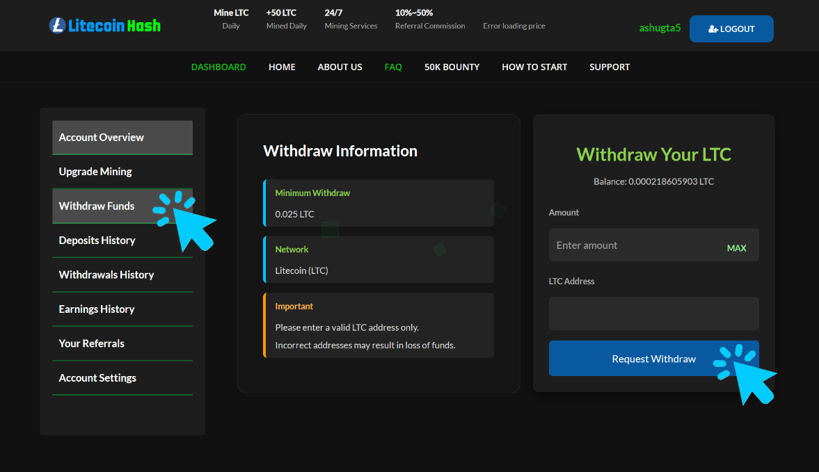 Login and Deposit